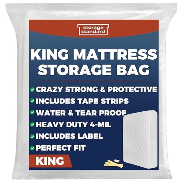 Heavy Duty King Mattress Bags for Moving & Storage –Fits King Size Bed - 1 Bag - Picture 1 of 6